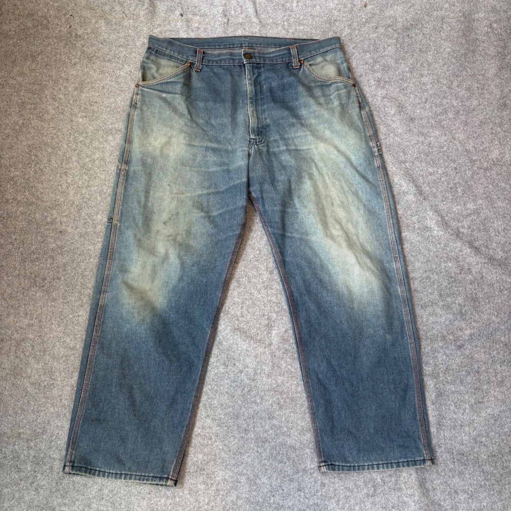Vintage Big Mac Carpenter Jeans Mens 37x27 Blue Denim Workwear Pants Faded
